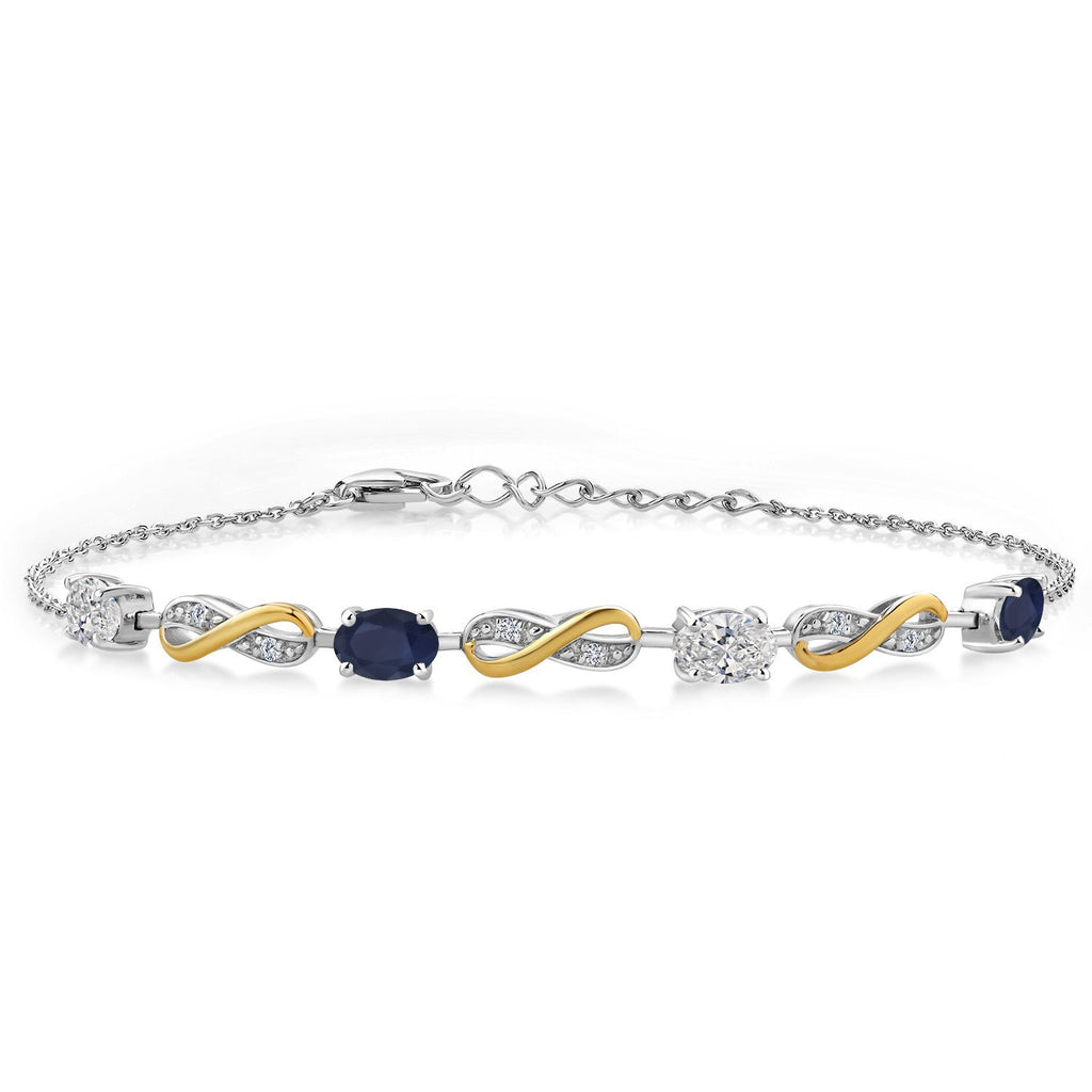 Blue Sapphire - September_Bracelet in 925 Sterling Silver and 10K Yellow Gold