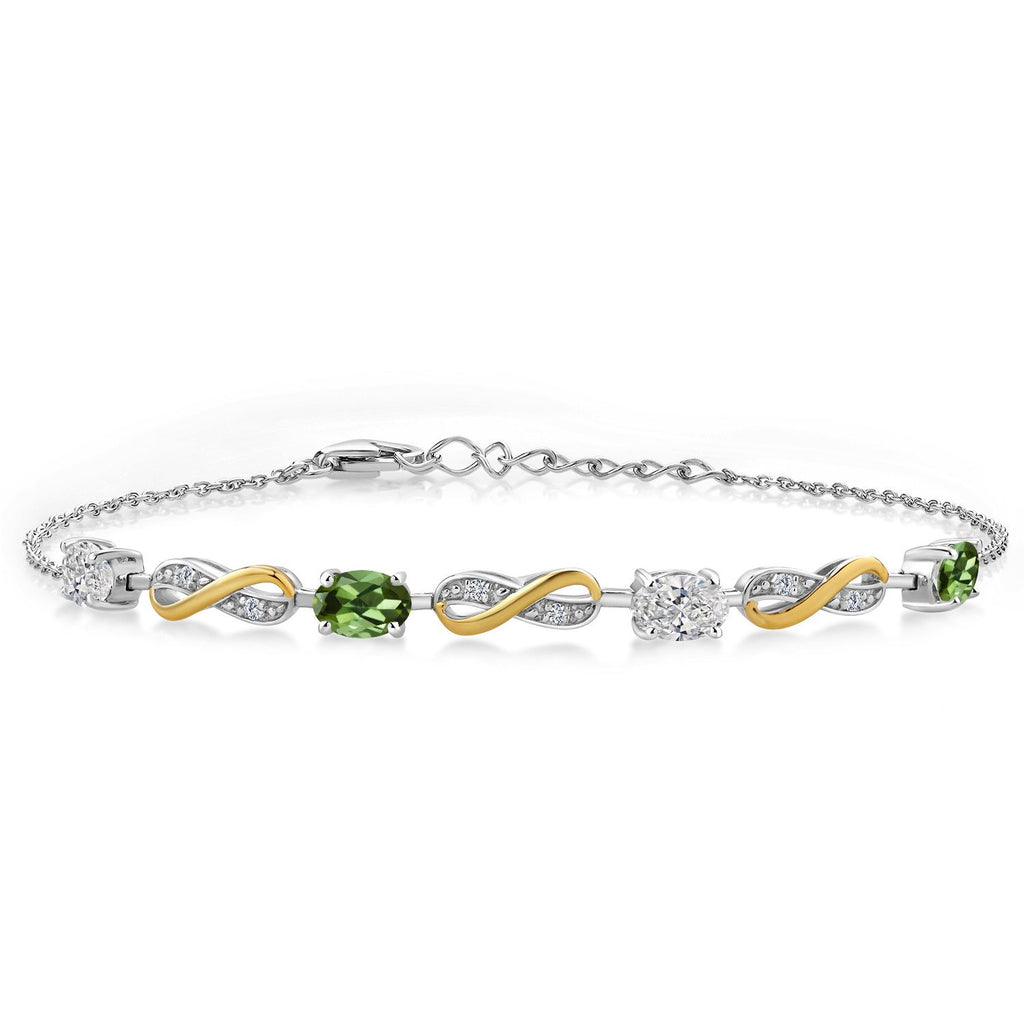 Green Tourmaline - October_Bracelet in 925 Sterling Silver and 10K Yellow Gold