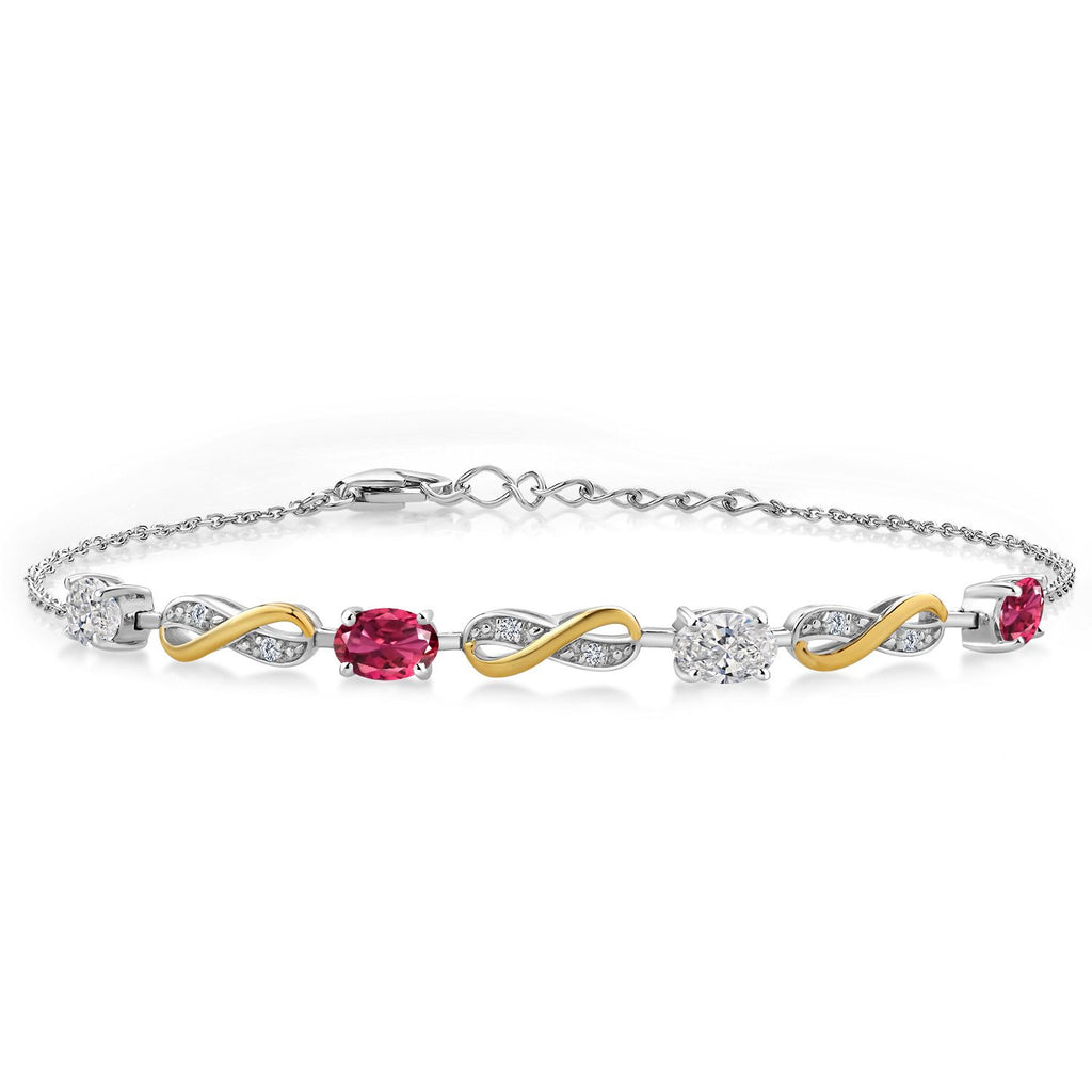 Pink Tourmaline - October_Bracelet in 925 Sterling Silver and 10K Yellow Gold