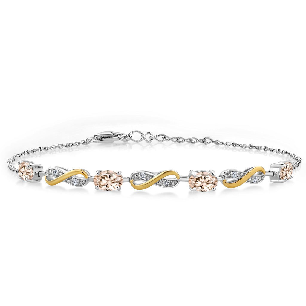 Morganite - October_Bracelet in 925 Sterling Silver and 10K Yellow Gold