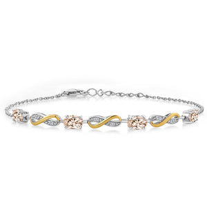 Morganite - October_Bracelet in 925 Sterling Silver and 10K Yellow Gold