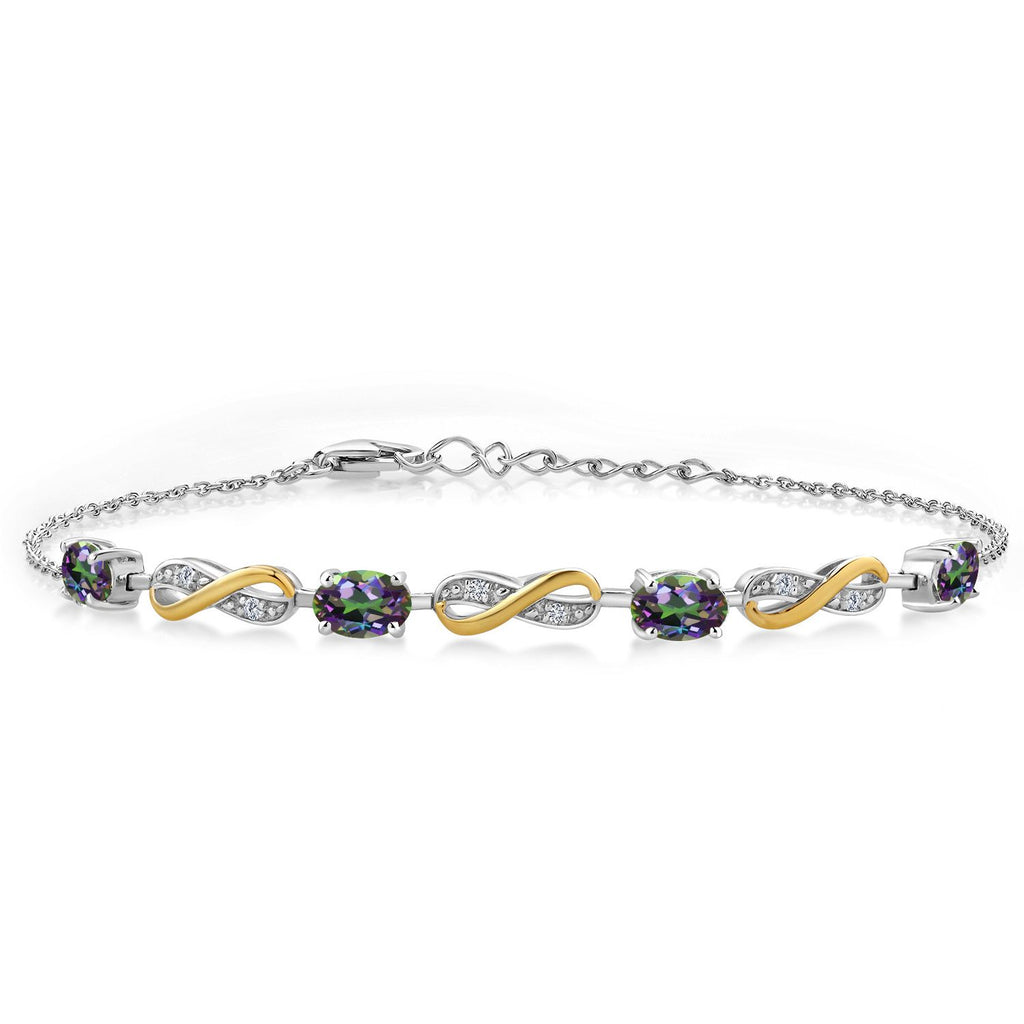 Green Mystic Topaz_Bracelet in 925 Sterling Silver and 10K Yellow Gold