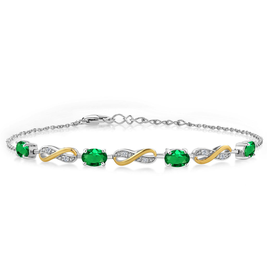 Nano Emerald - May_Bracelet in 925 Sterling Silver and 10K Yellow Gold