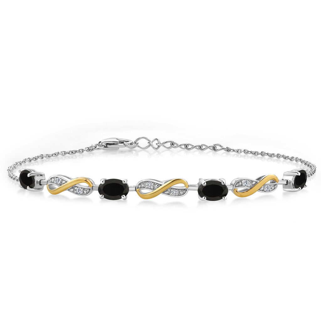 Onyx - December_Bracelet in 925 Sterling Silver and 10K Yellow Gold