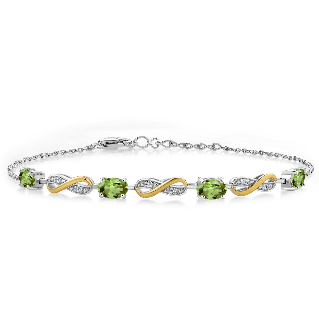 Peridot - August_Bracelet in 925 Sterling Silver and 10K Yellow Gold