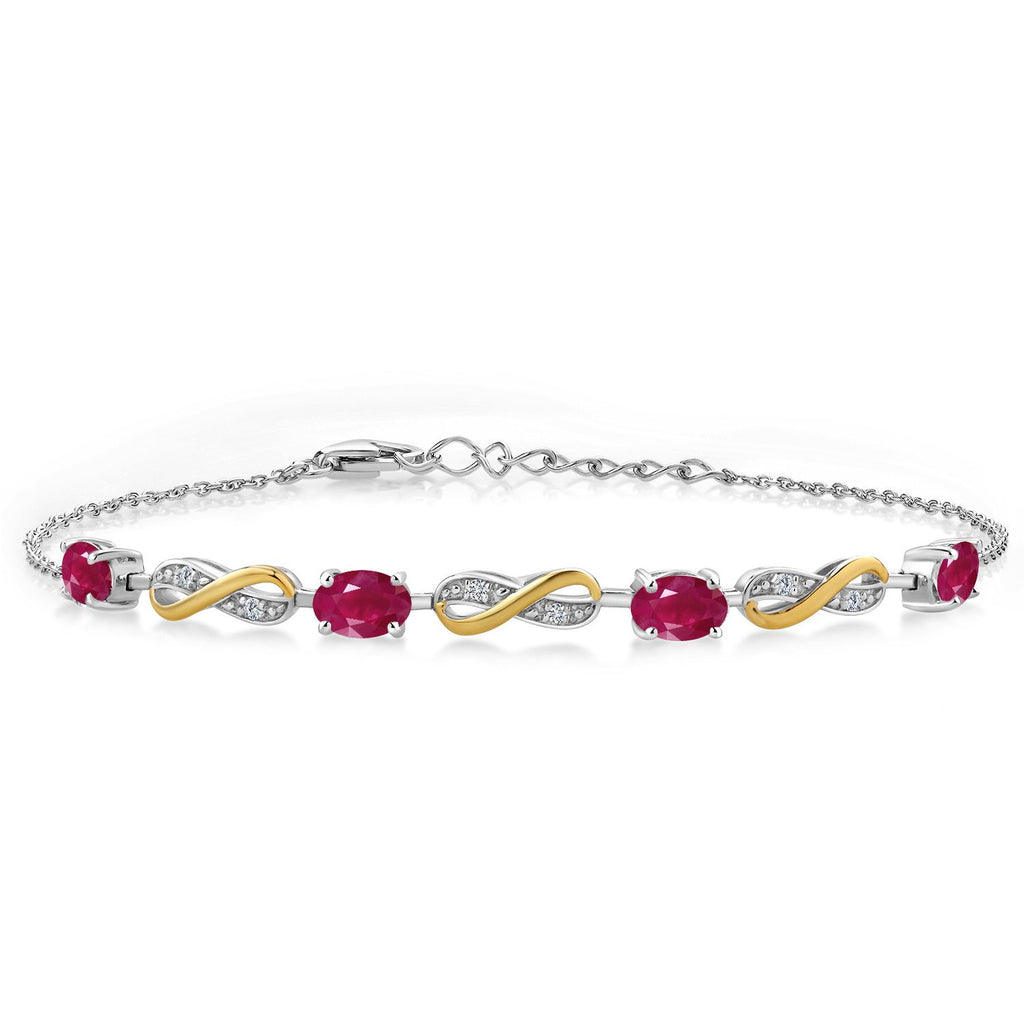 Ruby - July_Bracelet in 925 Sterling Silver and 10K Yellow Gold