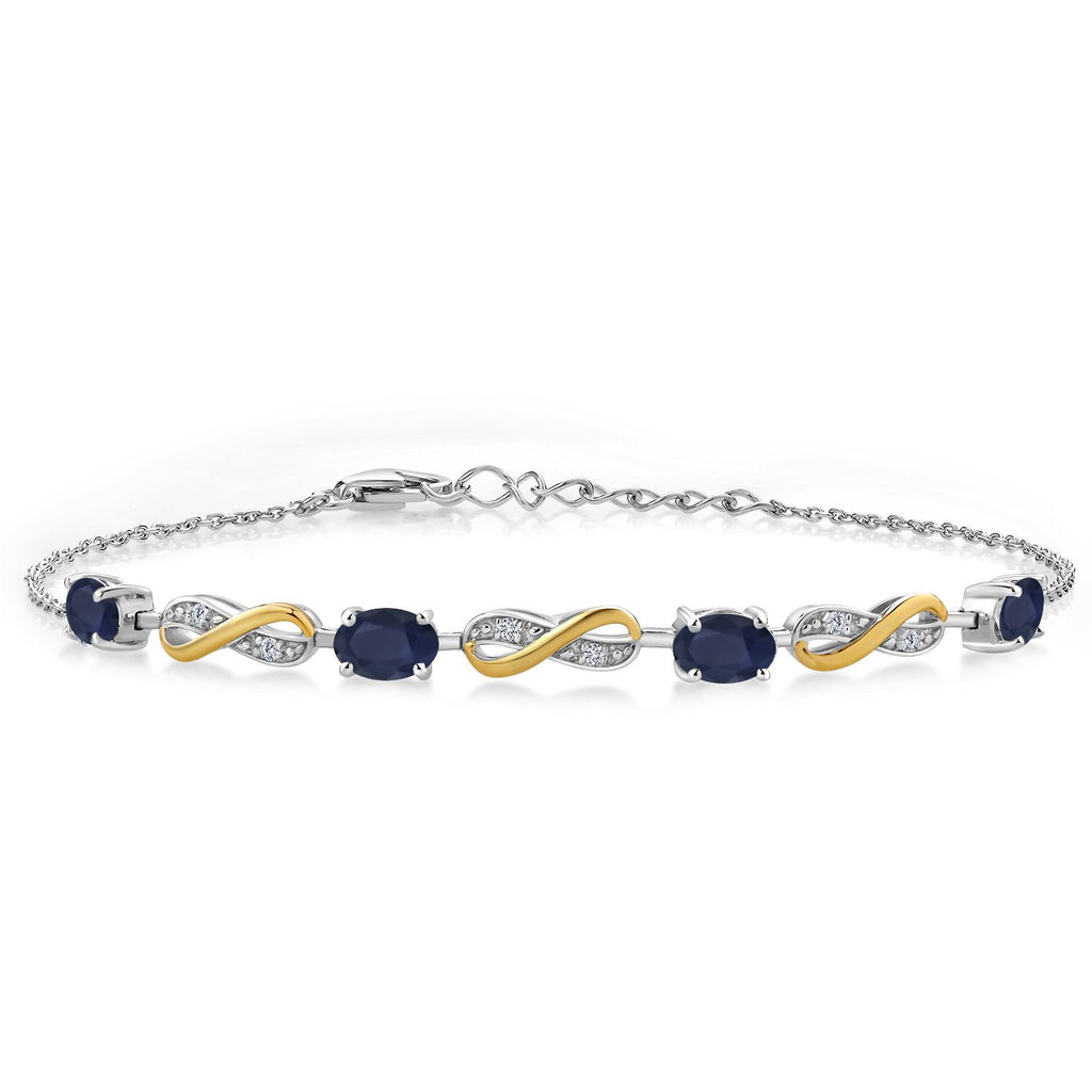 Blue Sapphire - September_Bracelet in 925 Sterling Silver and 10K Yellow Gold