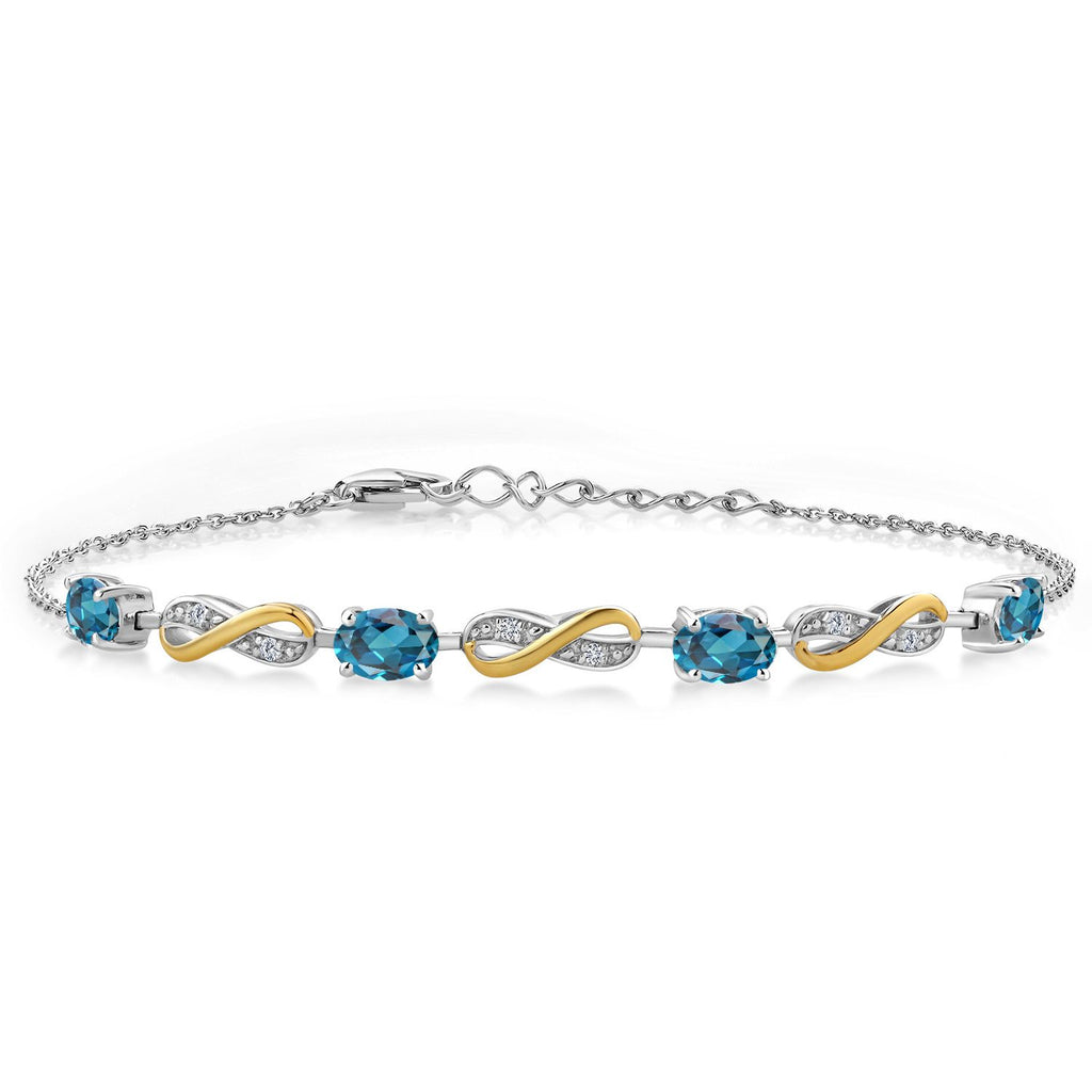 London Blue Topaz - November_Bracelet in 925 Sterling Silver and 10K Yellow Gold