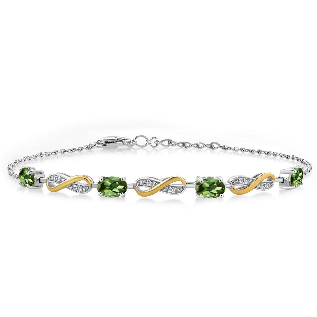 Green Tourmaline - October_Bracelet in 925 Sterling Silver and 10K Yellow Gold