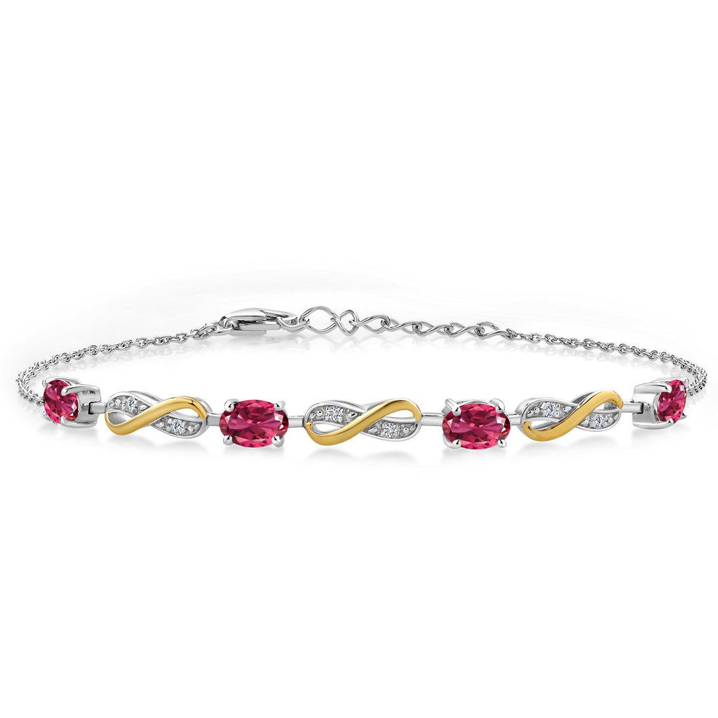 Pink Tourmaline - October_Bracelet in 925 Sterling Silver and 10K Yellow Gold