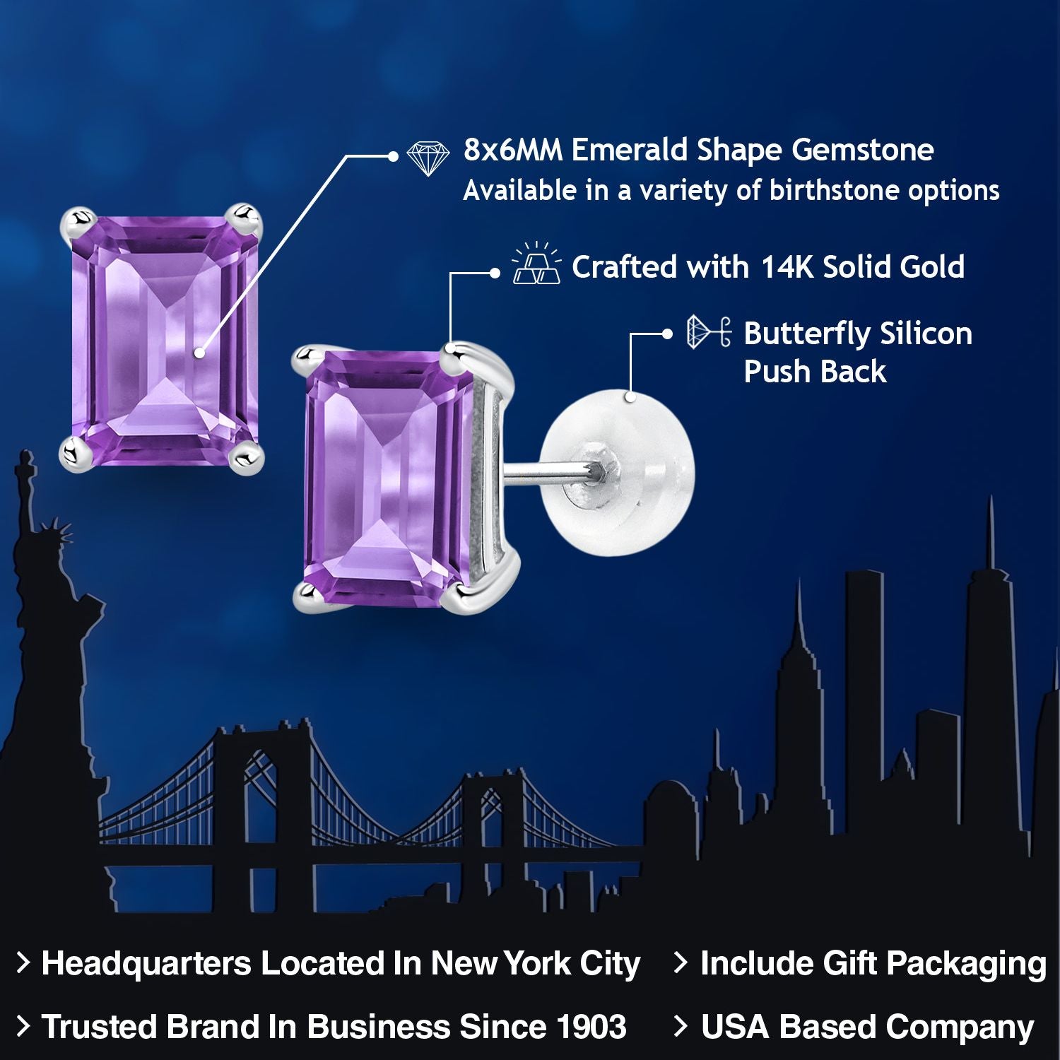 Amethyst - February_Earrings in 14K White Gold
