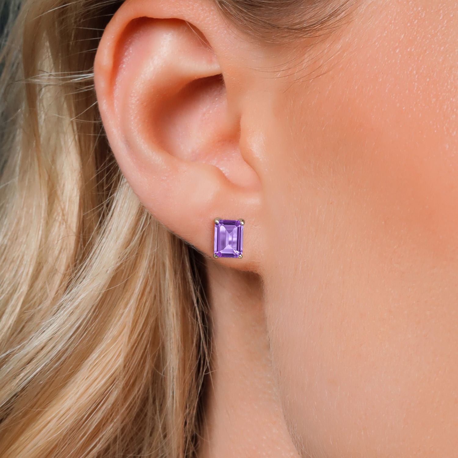 Amethyst - February_Earrings in 14K White Gold