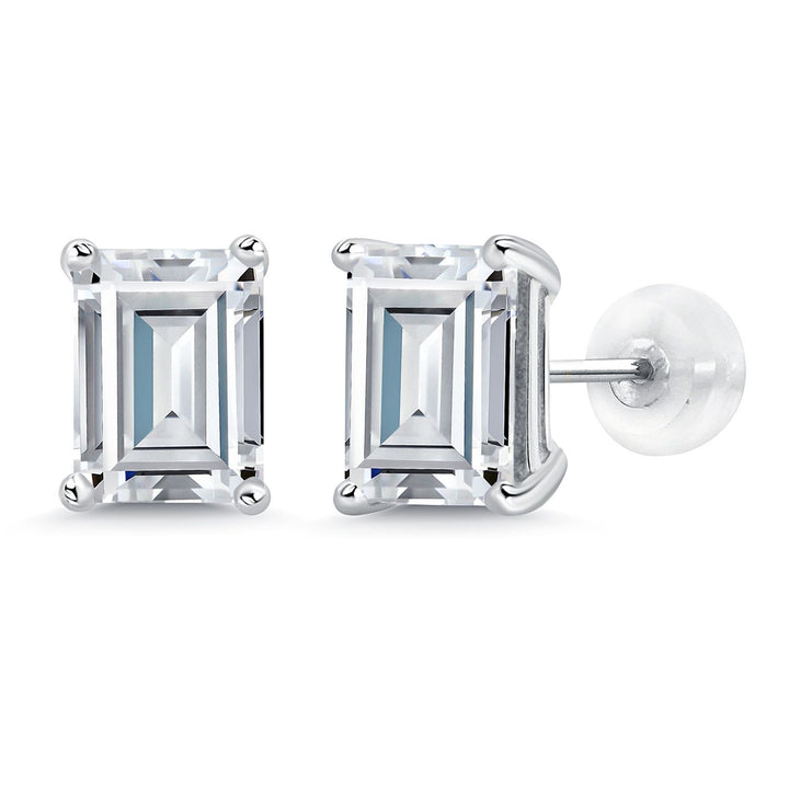 White Moissanite - April_Earrings in 14K White Gold