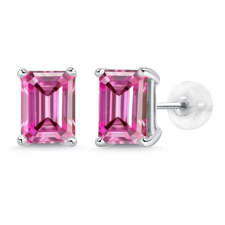 Pink Moissanite - April_Earrings in 14K White Gold