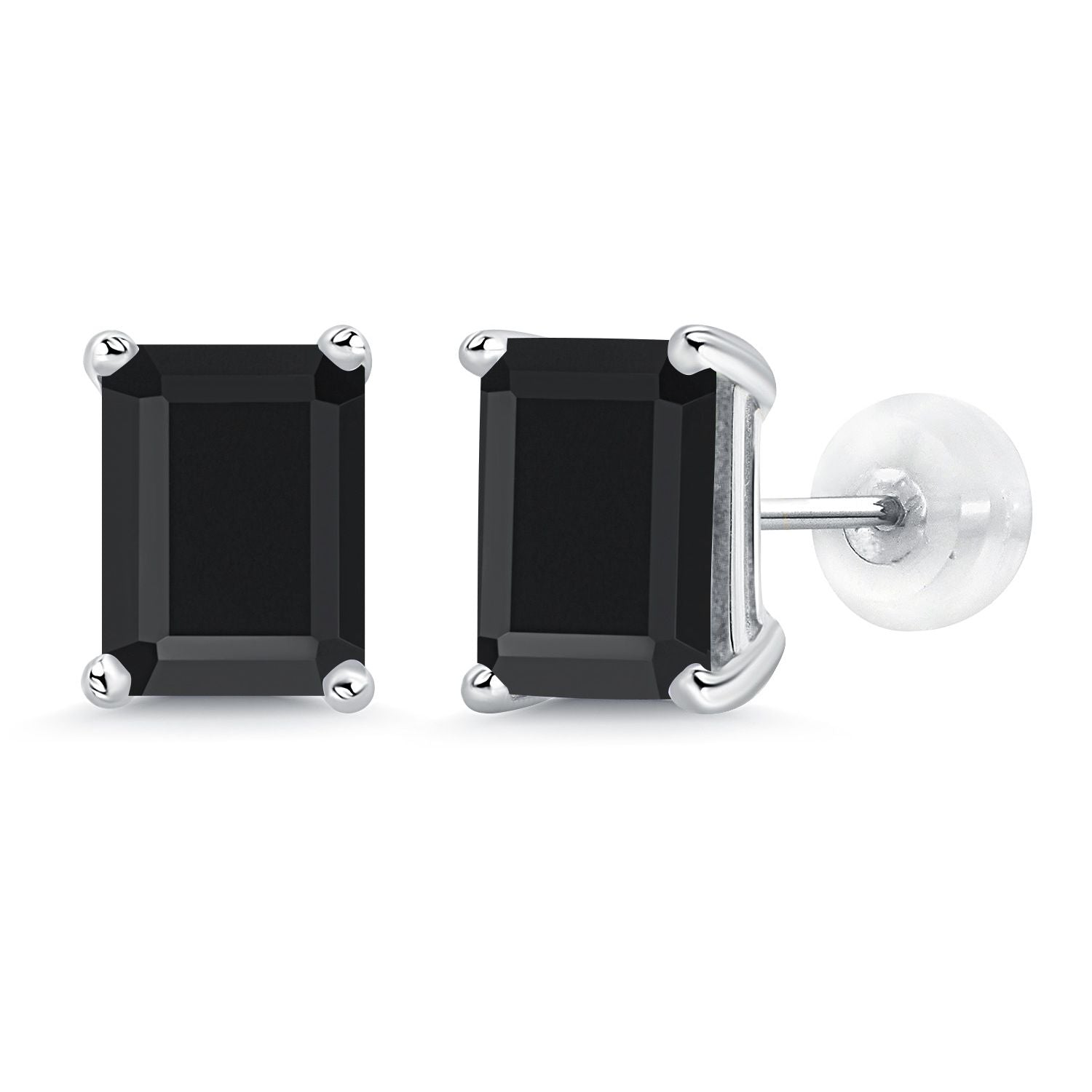 Onyx - December_Earrings in 14K White Gold