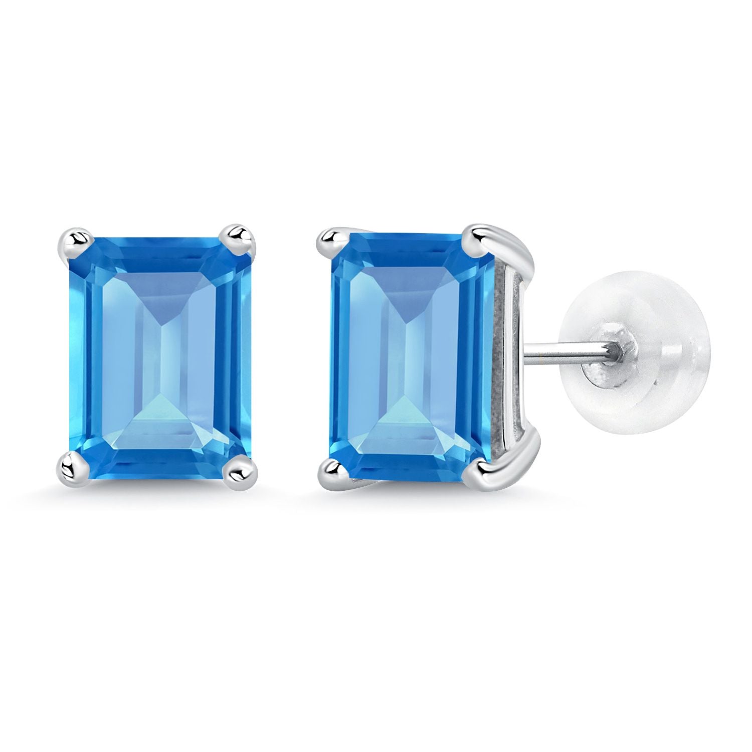 Swiss Blue Topaz - November_Earrings in 14K White Gold