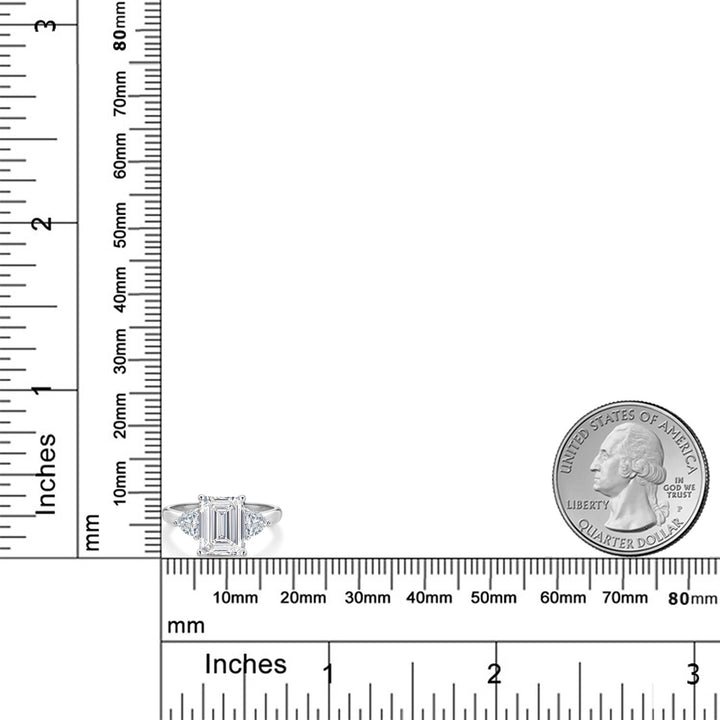3.44 Cttw IGI Certified Lab Grown Diamond 10K White Gold Engagement Ring For Women | Center 3 Ct Emerald Cut | F-G Color VS1 Clarity | Available in Size 5,6,7,8,9