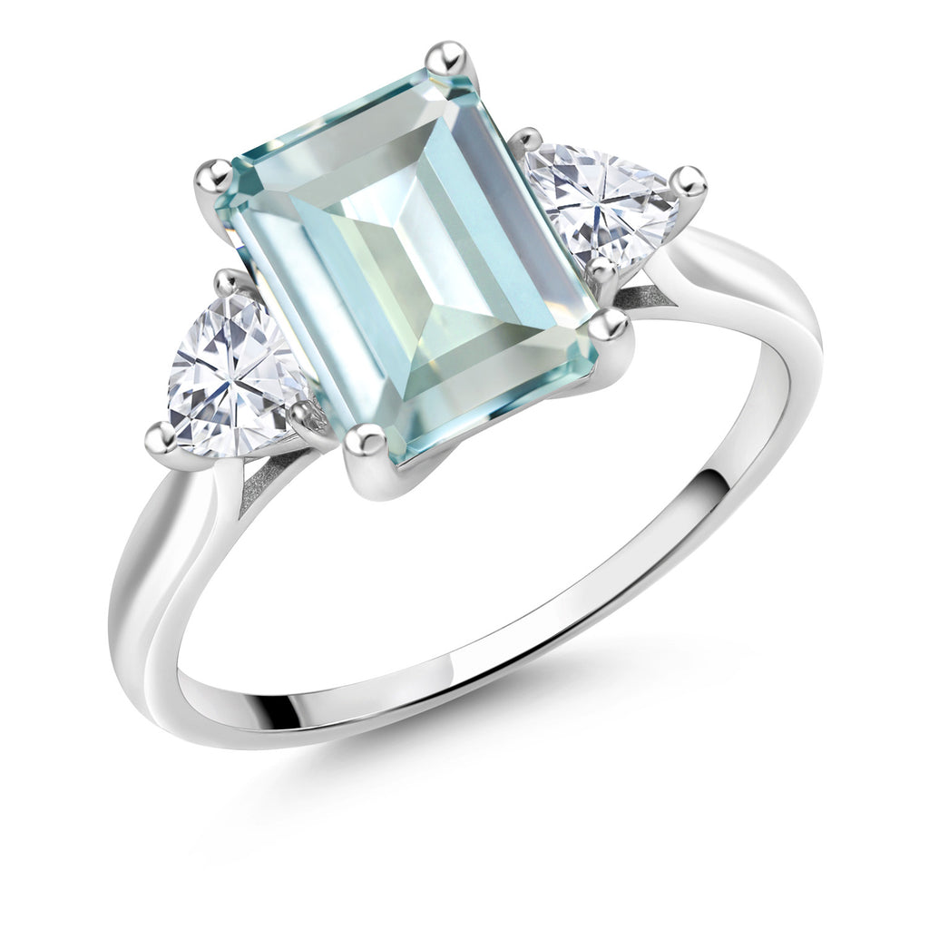 Created Aquamarine - March_6.5_Ring in 10K White Gold