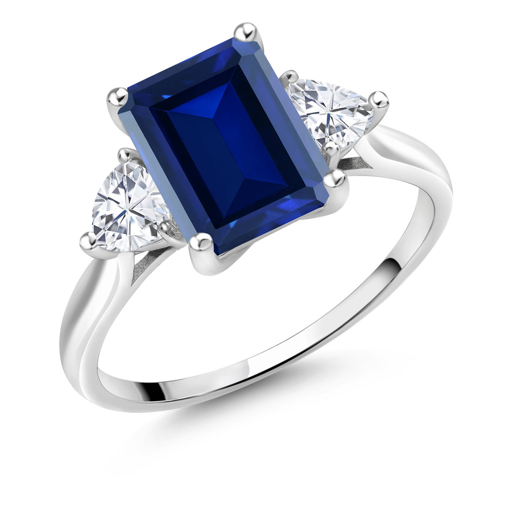 Blue Created Sapphire_6.5_Ring in 10K White Gold