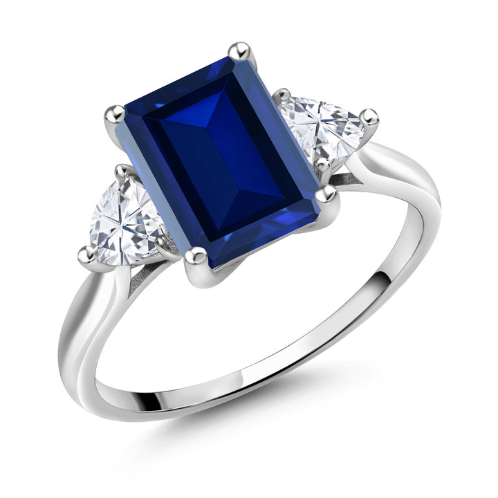 Blue Created Sapphire_5_Ring in 10K White Gold