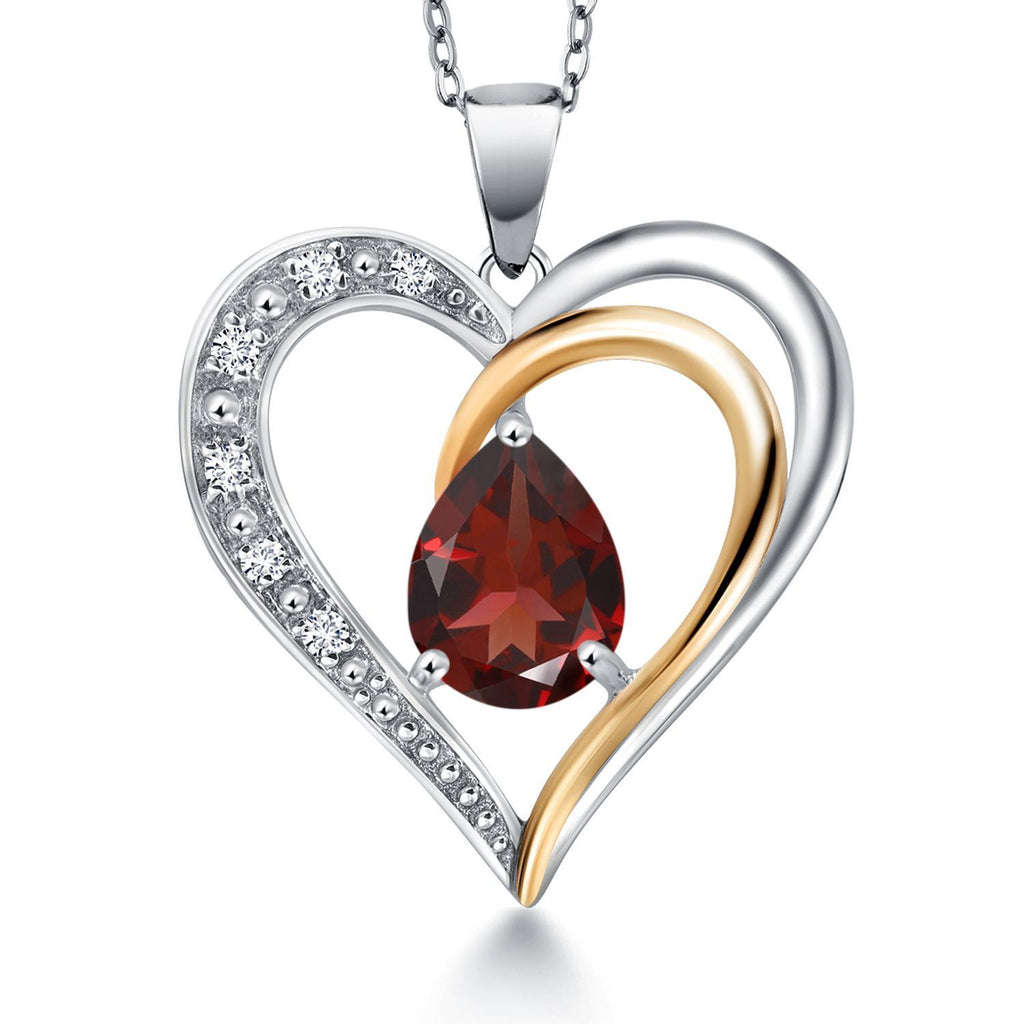 Garnet - January_Pendant in 925 Sterling Silver and 10K Yellow Gold