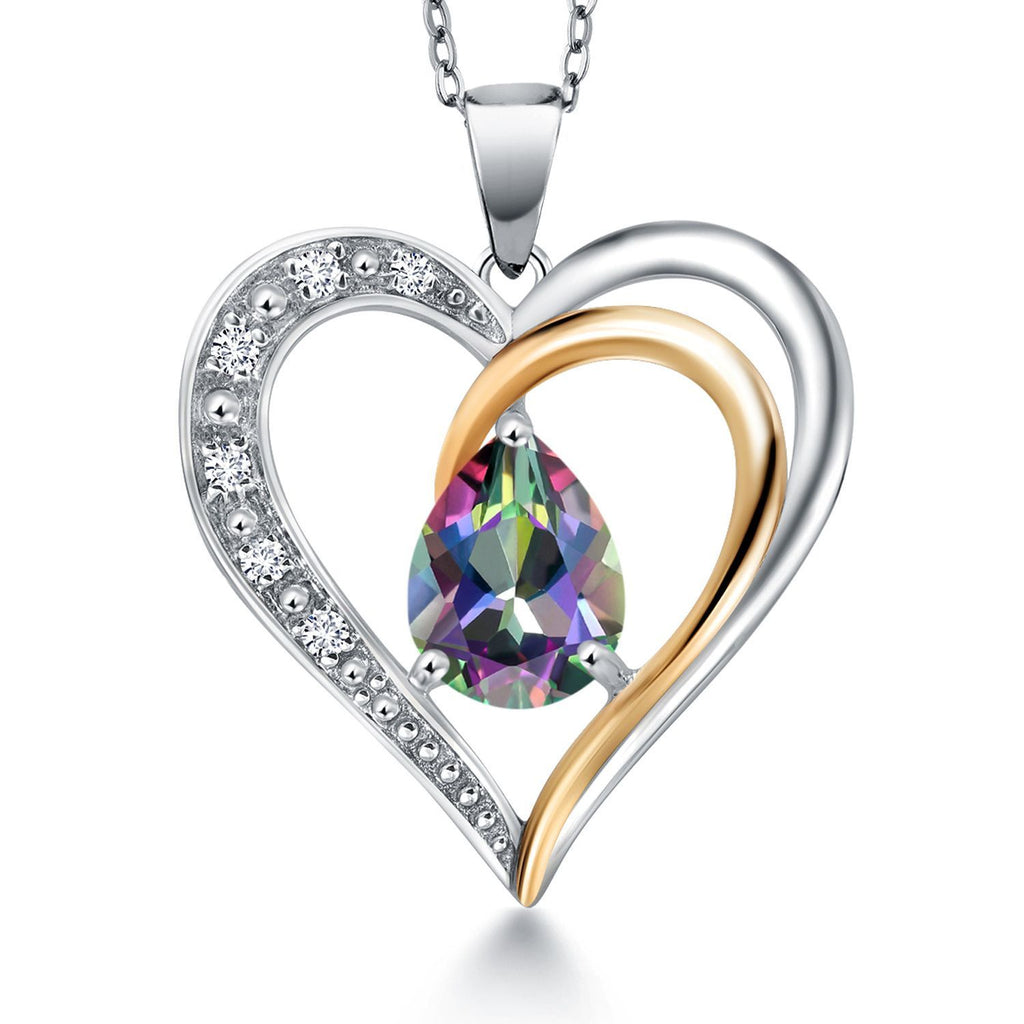 Green Mystic Topaz_Pendant in 925 Sterling Silver and 10K Yellow Gold