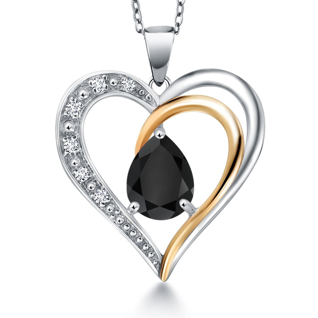 Onyx_Pendant in 925 Sterling Silver and 10K Yellow Gold