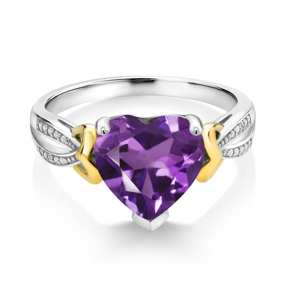 Amethyst - February_5_Ring in 925 Sterling Silver and 10K Yellow Gold