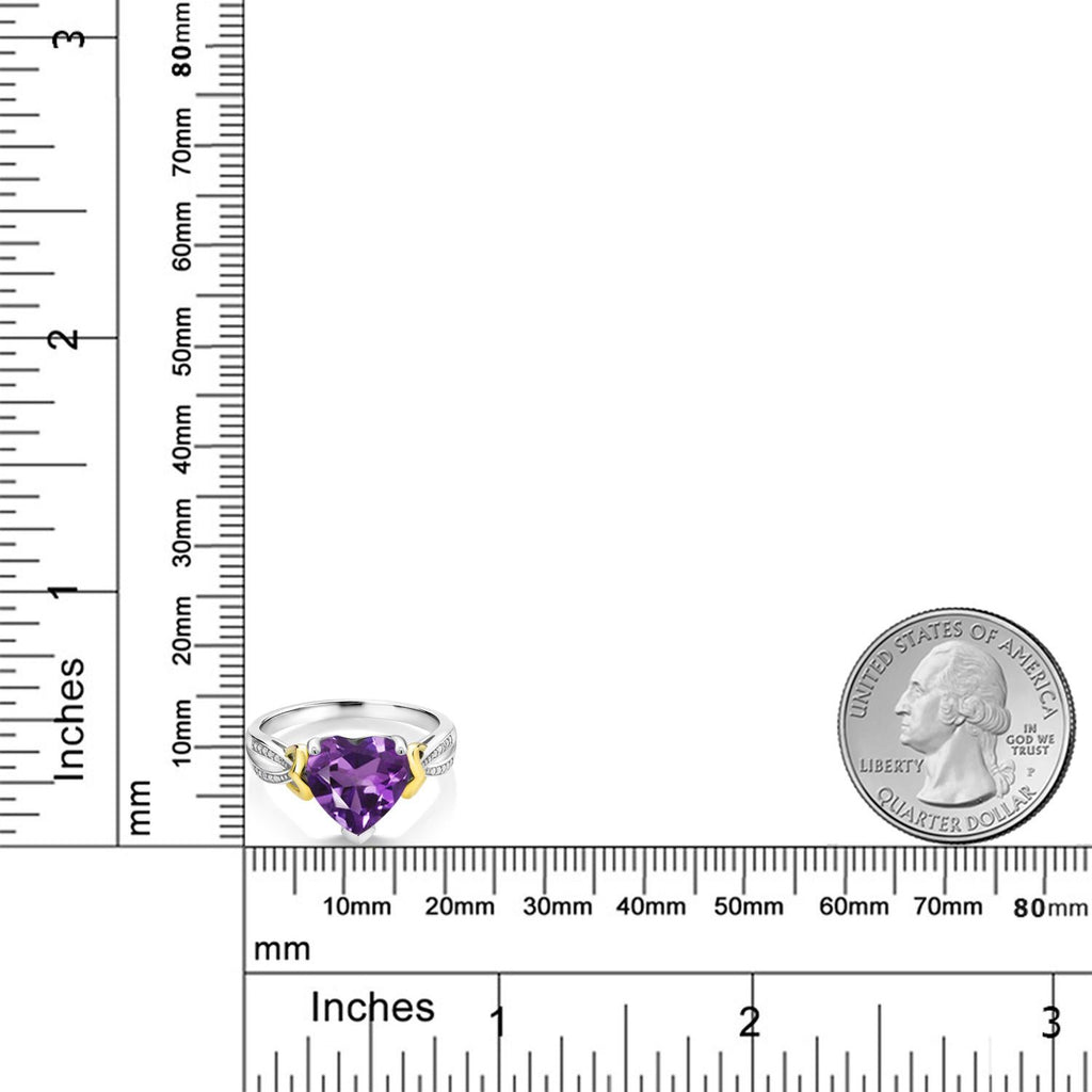 Amethyst - February_5_Ring in 925 Sterling Silver and 10K Yellow Gold