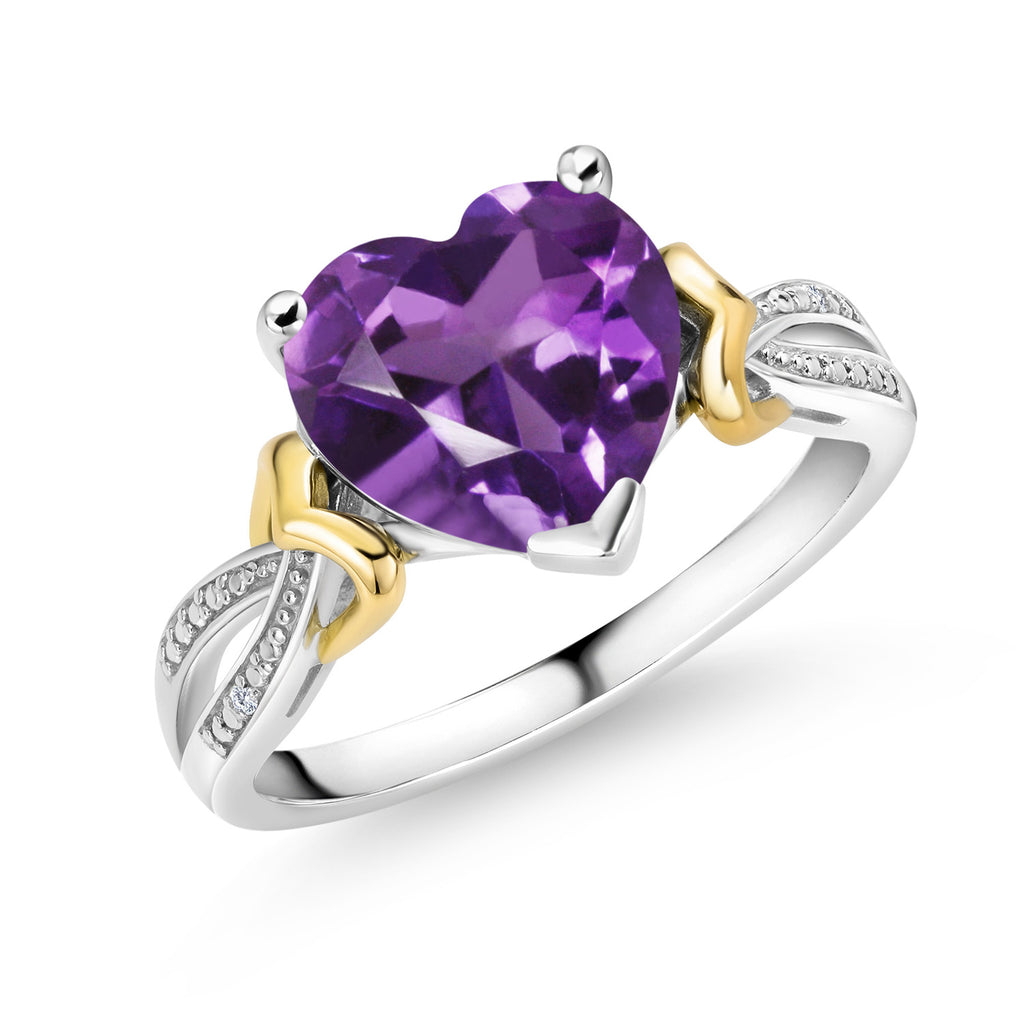 Amethyst - February_8_Ring in 925 Sterling Silver and 10K Yellow Gold