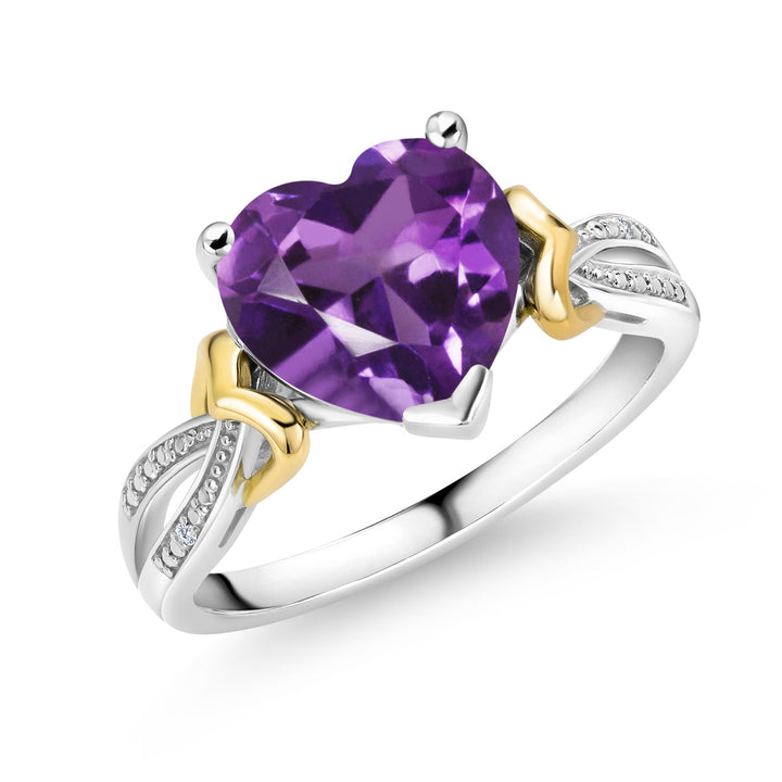 Amethyst - February_8_Ring in 925 Sterling Silver and 10K Yellow Gold