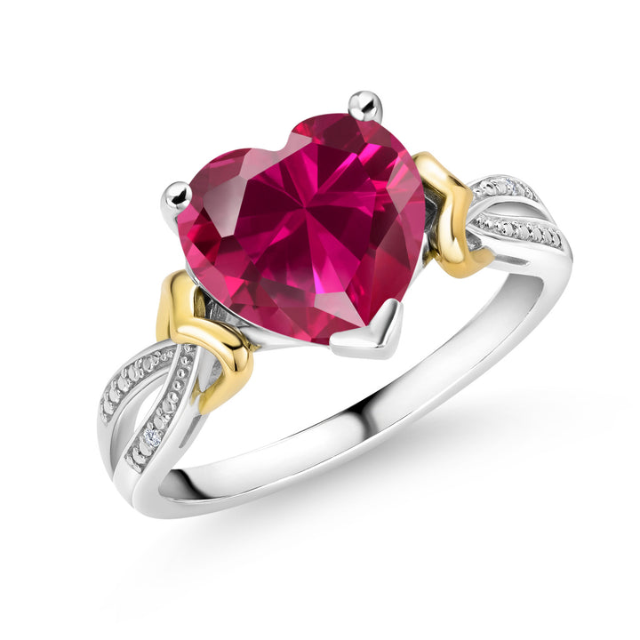 Created Ruby - July_5_Ring in 925 Sterling Silver and 10K Yellow Gold