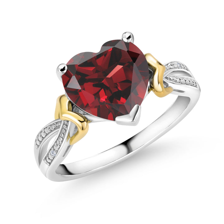 Garnet - January_5_Ring in 925 Sterling Silver and 10K Yellow Gold