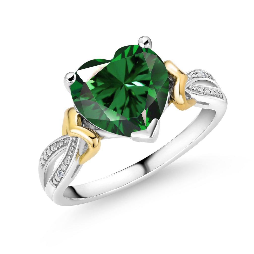 Nano Emerald - May_5_Ring in 925 Sterling Silver and 10K Yellow Gold
