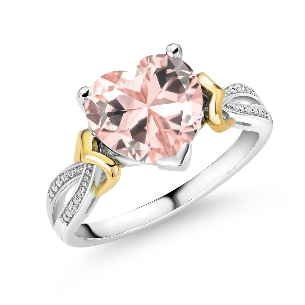 Nano Morganite - October_7_Ring in 925 Sterling Silver and 10K Yellow Gold
