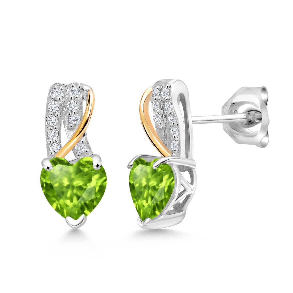 Peridot - August_Earrings in 925 Sterling Silver and 10K Yellow Gold