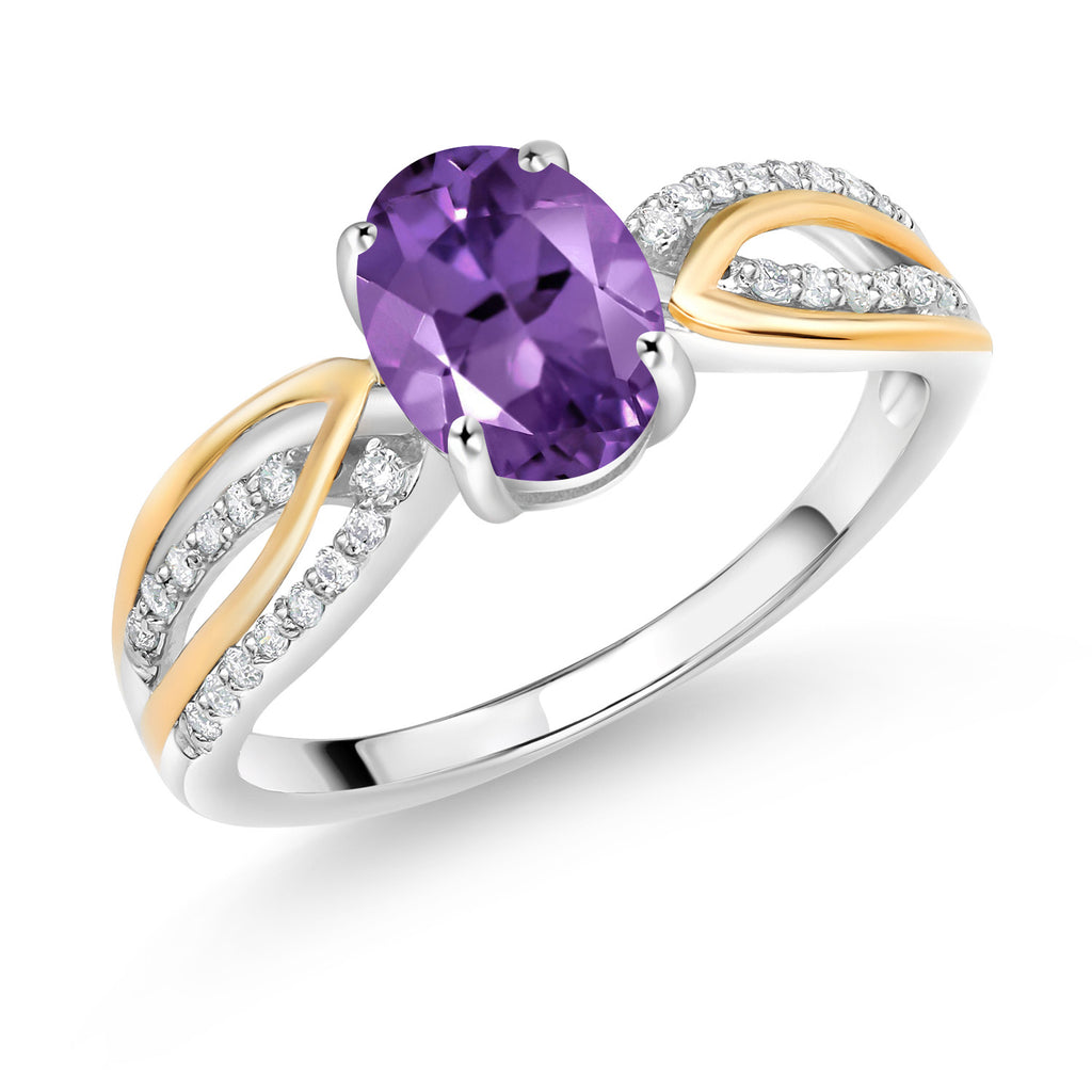 Amethyst - February_6_Ring in 925 Sterling Silver and 10K Yellow Gold