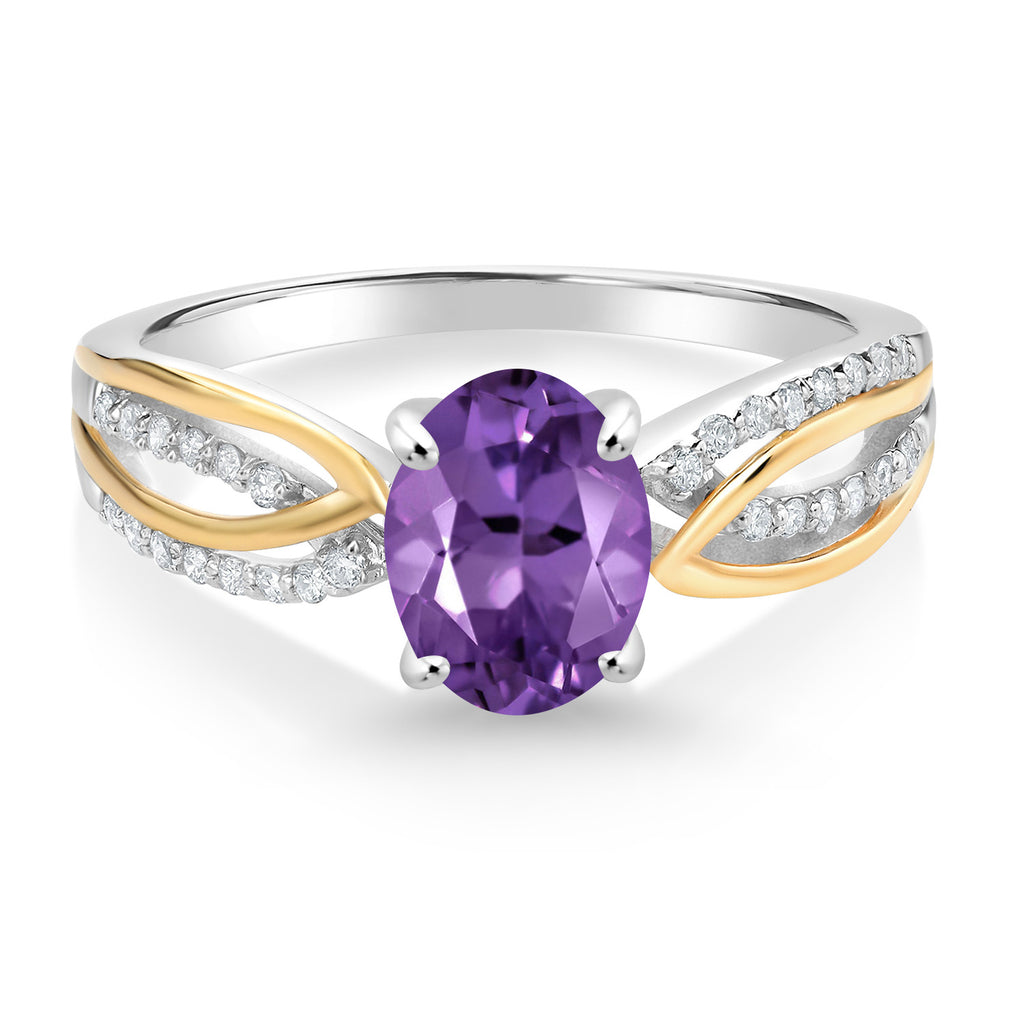 Amethyst - February_5_Ring in 925 Sterling Silver and 10K Yellow Gold