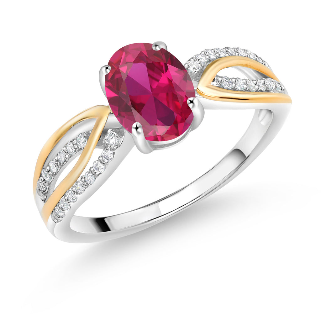 Created Ruby - July_7_Ring in 925 Sterling Silver and 10K Yellow Gold