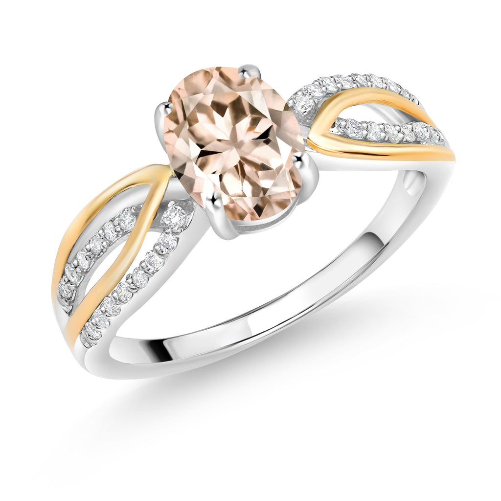 Morganite - October_9_Ring in 925 Sterling Silver and 10K Yellow Gold
