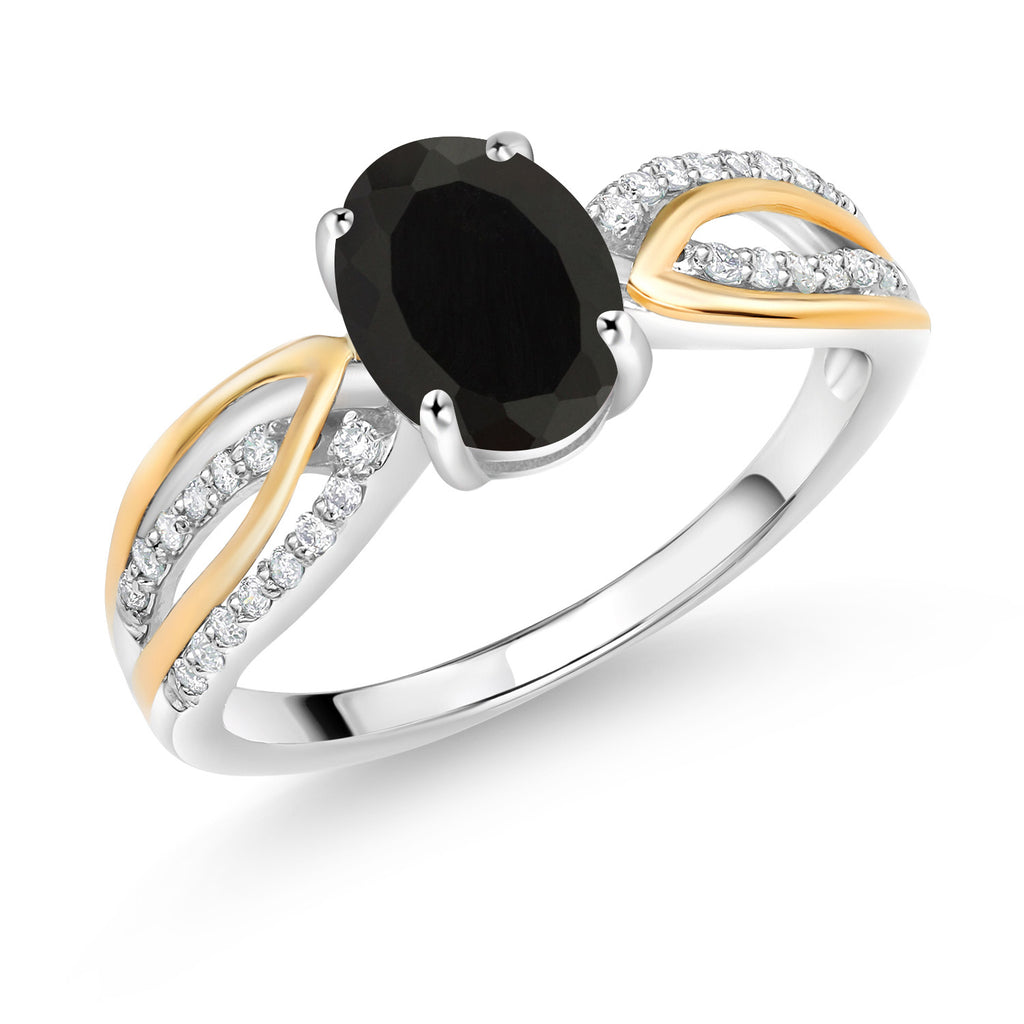 Onyx - December_7_Ring in 925 Sterling Silver and 10K Yellow Gold