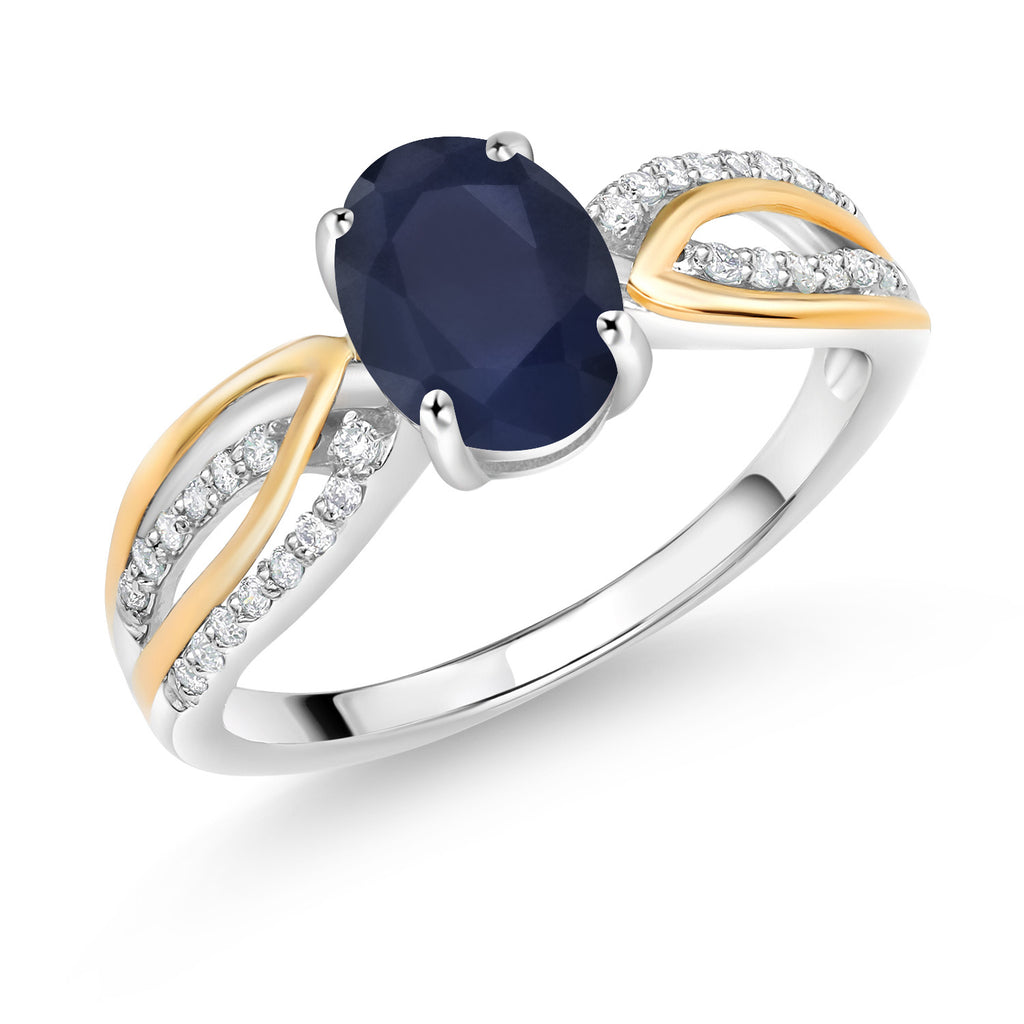 Blue Sapphire - September_8_Ring in 925 Sterling Silver and 10K Yellow Gold