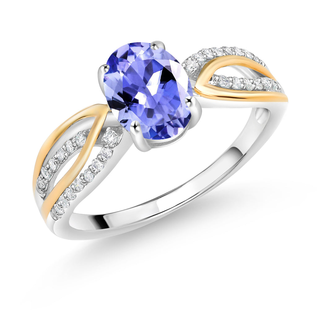 Tanzanite - December_8_Ring in 925 Sterling Silver and 10K Yellow Gold