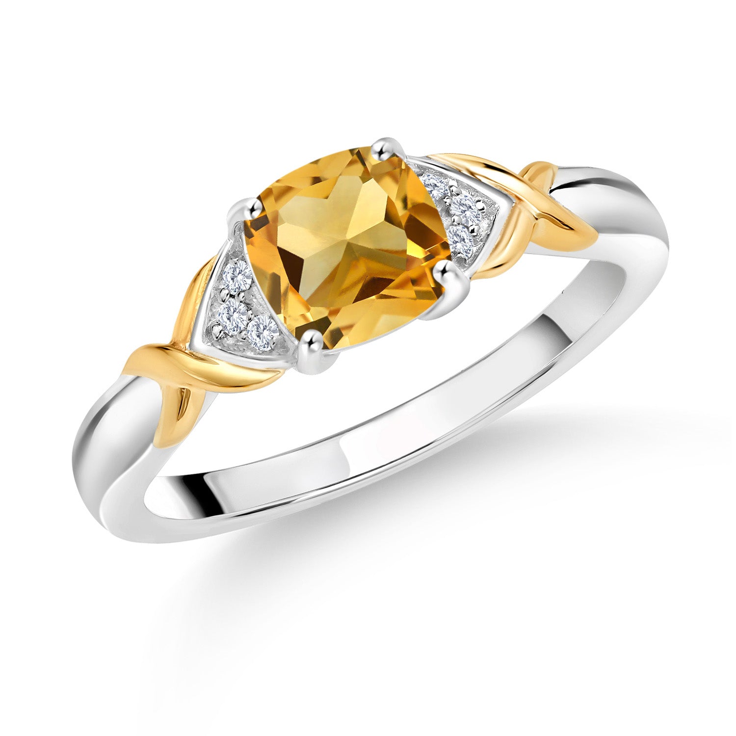 Citrine - November_6_Ring in 925 Sterling Silver and 10K Yellow Gold