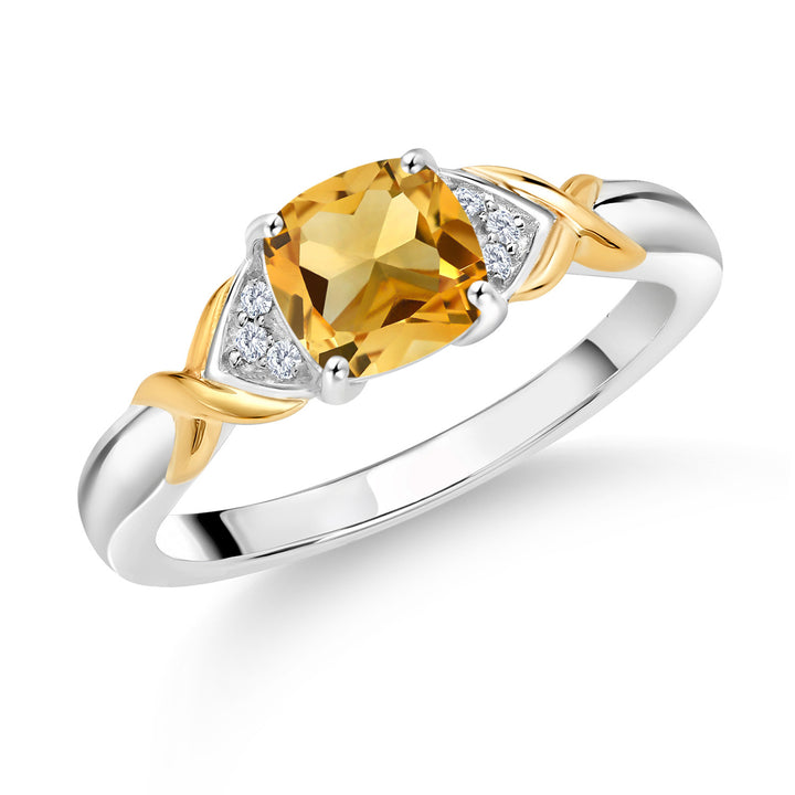 Citrine - November_7_Ring in 925 Sterling Silver and 10K Yellow Gold