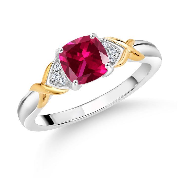 Created Ruby - July_5_Ring in 925 Sterling Silver and 10K Yellow Gold