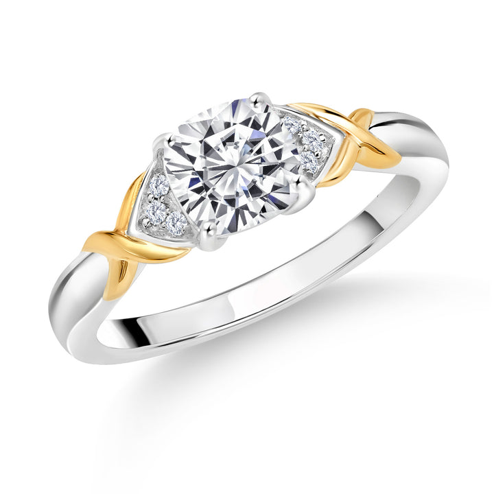 925 Silver and 10K Yellow Gold IGI Certified Lab Grown Diamond Engagement Ring For Women | 1.06 Cttw | Center Cushion Cut Diamond 1 Ct | F-G Color | VS Clarity