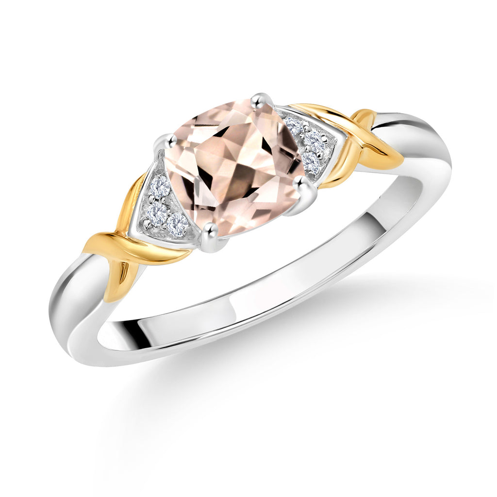 Morganite - October_6_Ring in 925 Sterling Silver and 10K Yellow Gold