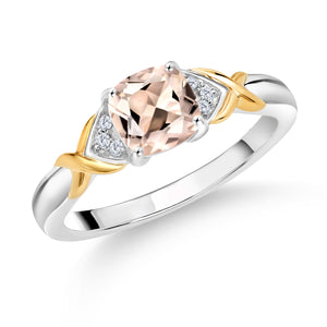 Morganite - October_5_Ring in 925 Sterling Silver and 10K Yellow Gold