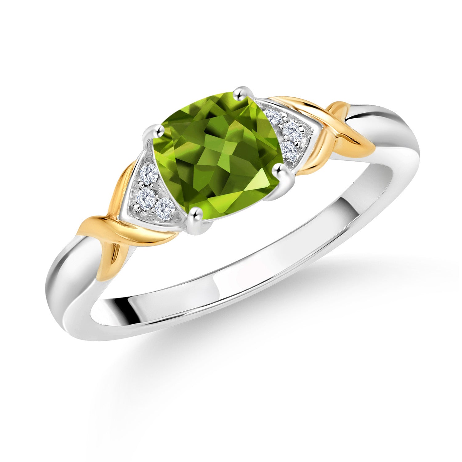 Peridot - August_8_Ring in 925 Sterling Silver and 10K Yellow Gold
